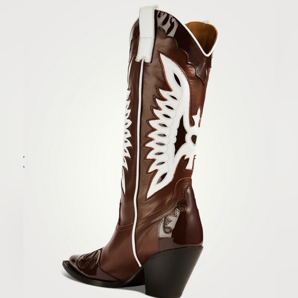 NWOB TORAL Far Brown Leather Knee-High Western Cowboy Boots $591 size 37 US 7 - Picture 2 of 14